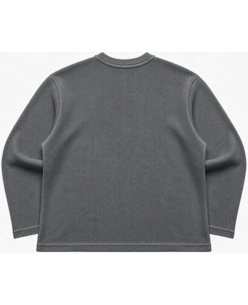Acidwash Waffle Knit Oversized Full-Sleeve