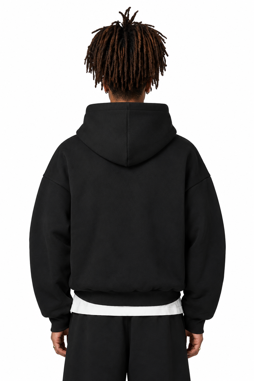Black Boxy Dual Zipper Hoodie