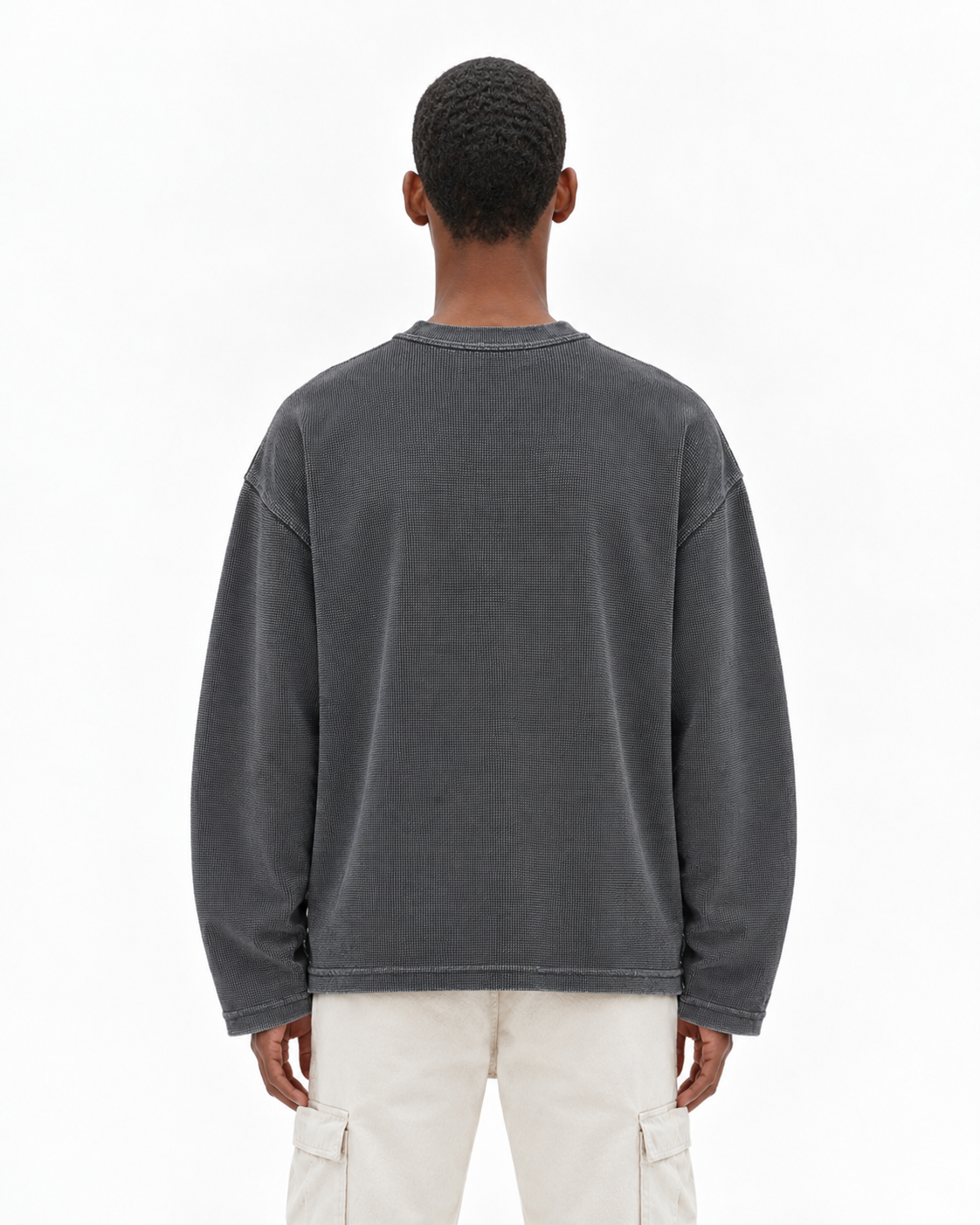 GREY ACIDWASH WAFFLE TSHIRT