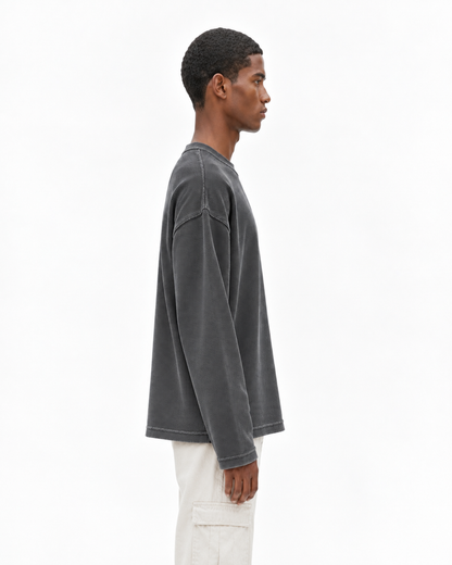 GREY ACIDWASH WAFFLE TSHIRT