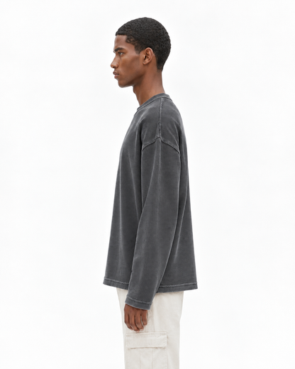 GREY ACIDWASH WAFFLE TSHIRT